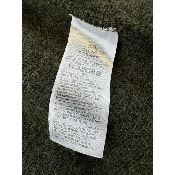 Banana Republic Men's Sherpa Chore Coat Wool Blend Olive Green Size L Tall - Picture 5 of 5